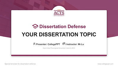 Asia United Theological University Graduation Thesis Defense PPT Template